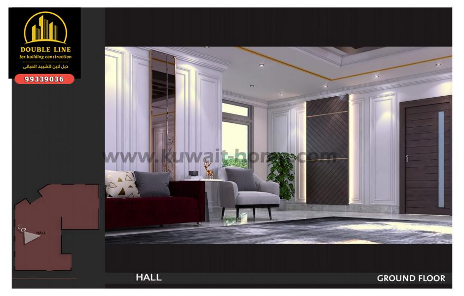 تصميم قسيمة في عبد الله المبارك 99339036 شركة دبل لاين لتشييد المكانى فى الكويت